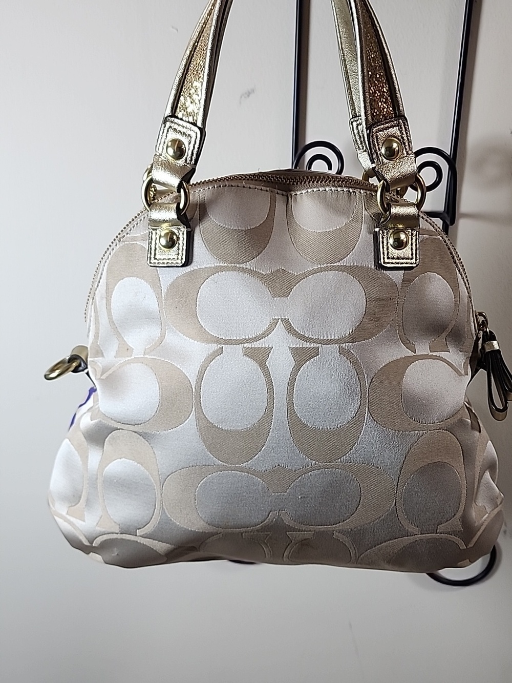 Coach Poppy Floral Flowers Beige Signature Floral Satchel with Gold Vintage - Picture 8 of 16